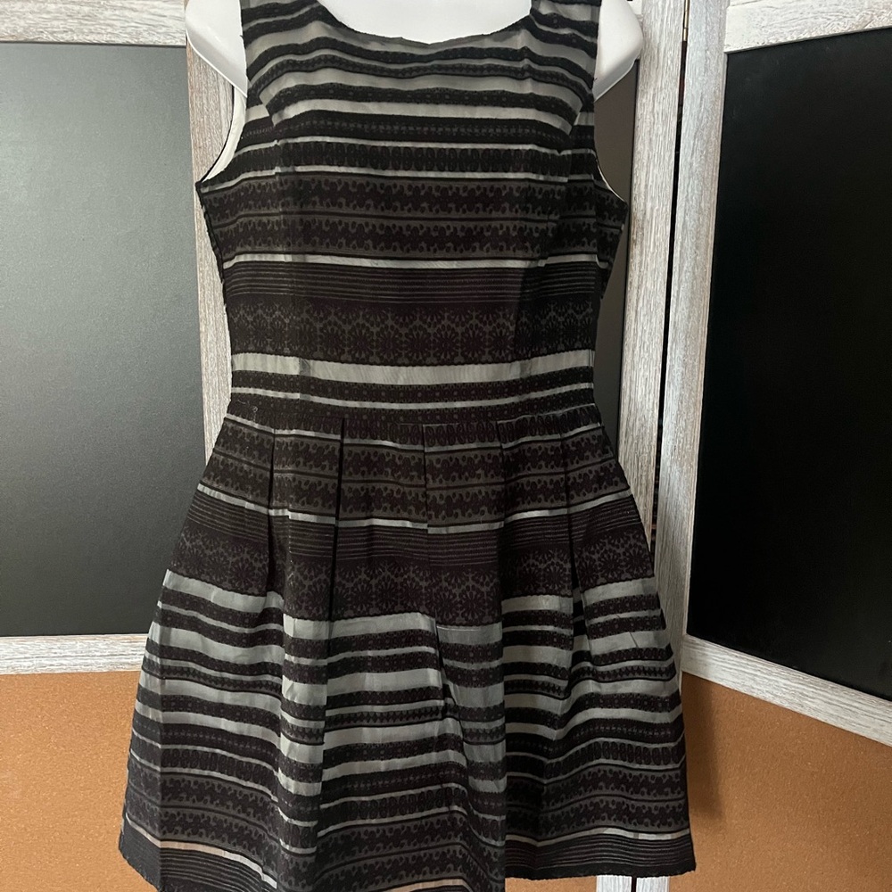 Elegant Black and Gray Striped Dress